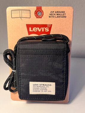 NEW - Levi's zip around neck wallet black